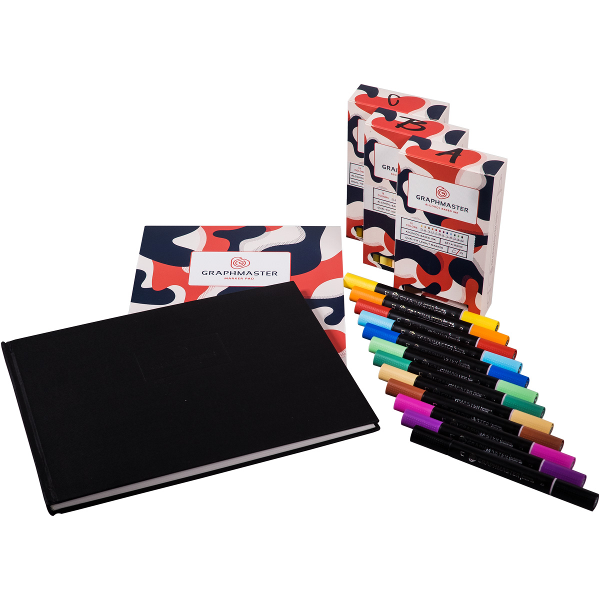 Graphmaster "Twin 36er Set (3x12er A, B & C) inkl. Marker Pad & Blackbook"