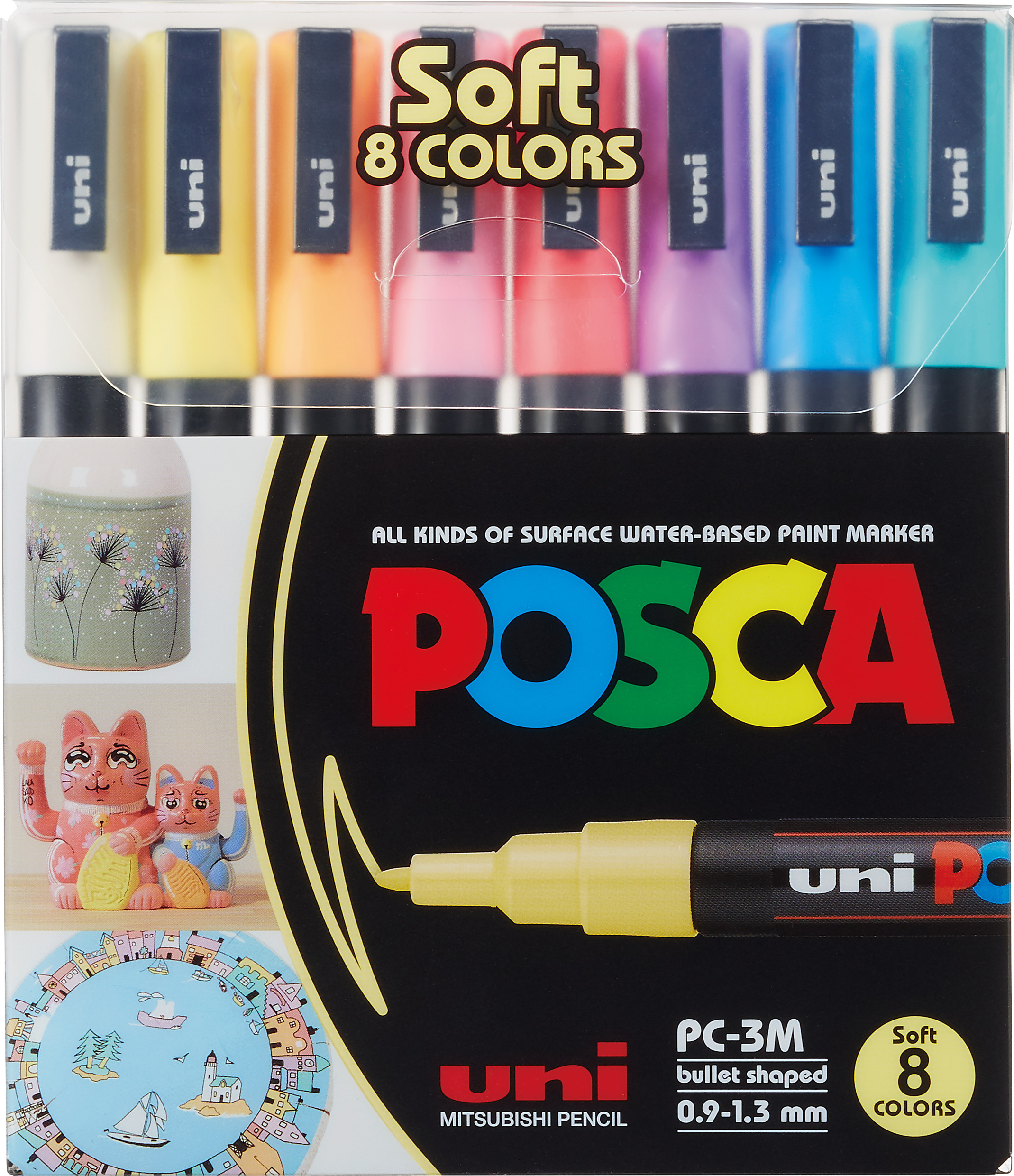 Uni Posca "PC-3M" Marker 8er Set - Soft (0,9-1,3mm)