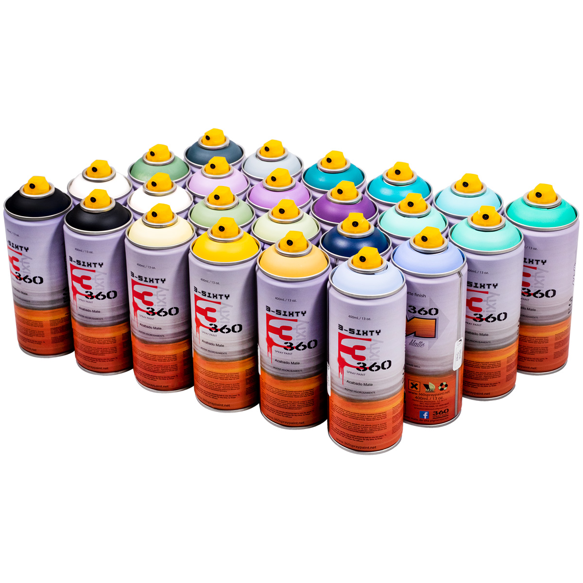 360 Spraypaint "Acabado Mate 24er Paint Box - Mixed Tones II" (24x400ml)