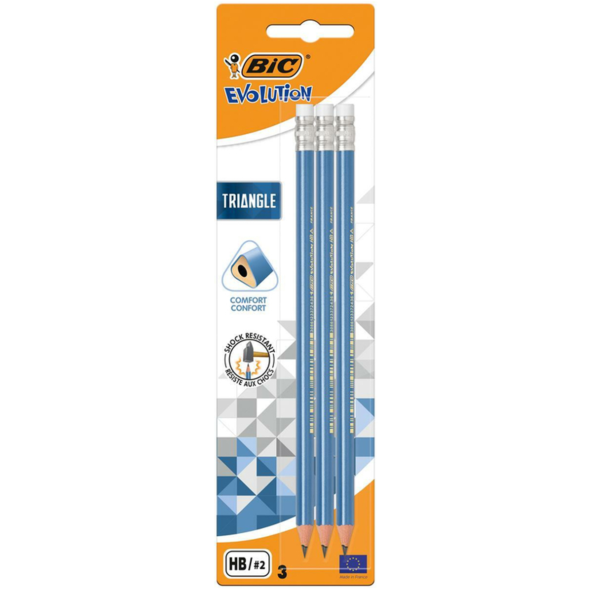 Bic Evolution "Triangle Bleistift 3er Set" mit Radiertip - HB