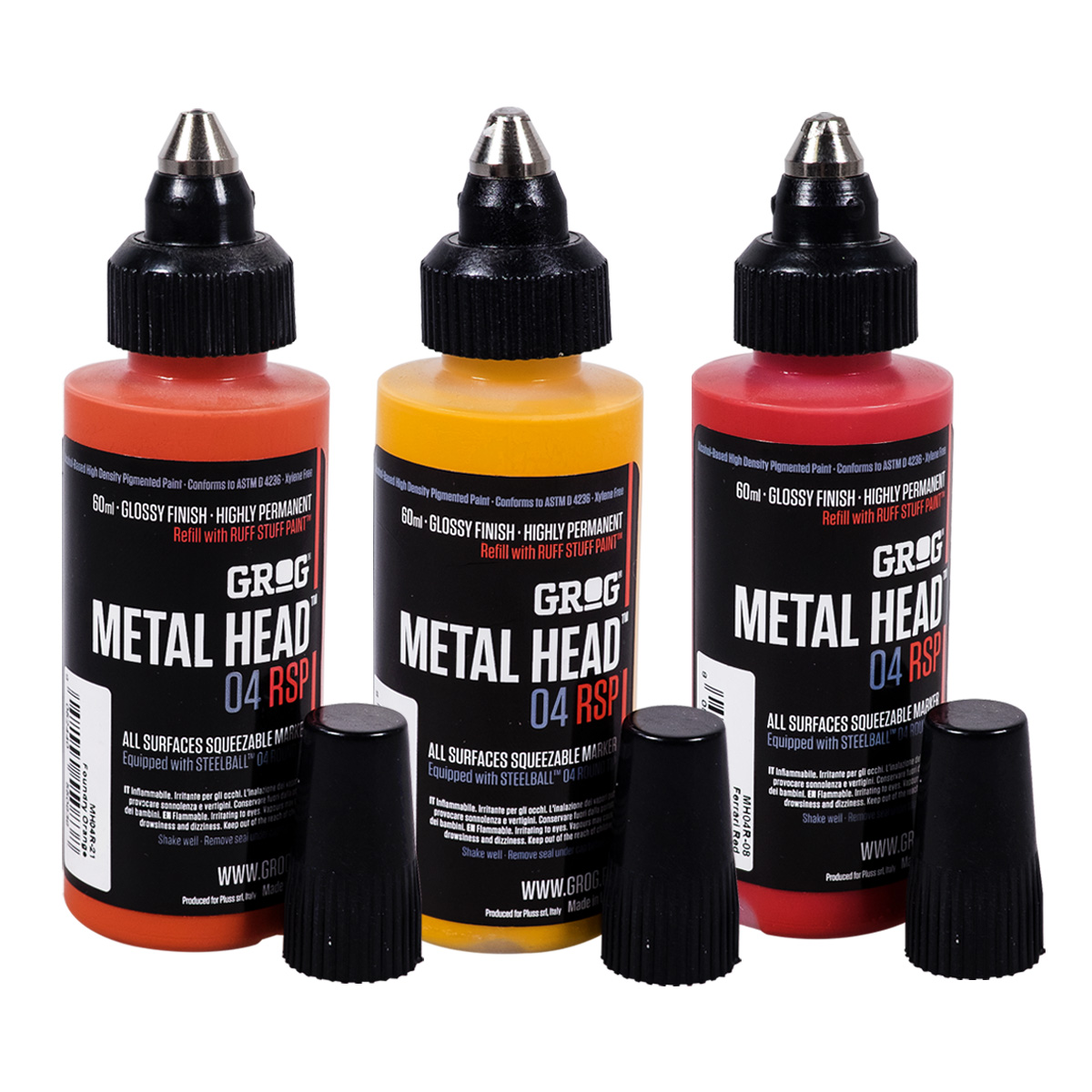 Grog "Metal Head 04 RSP 3er Set" Red, Yellow & Orange