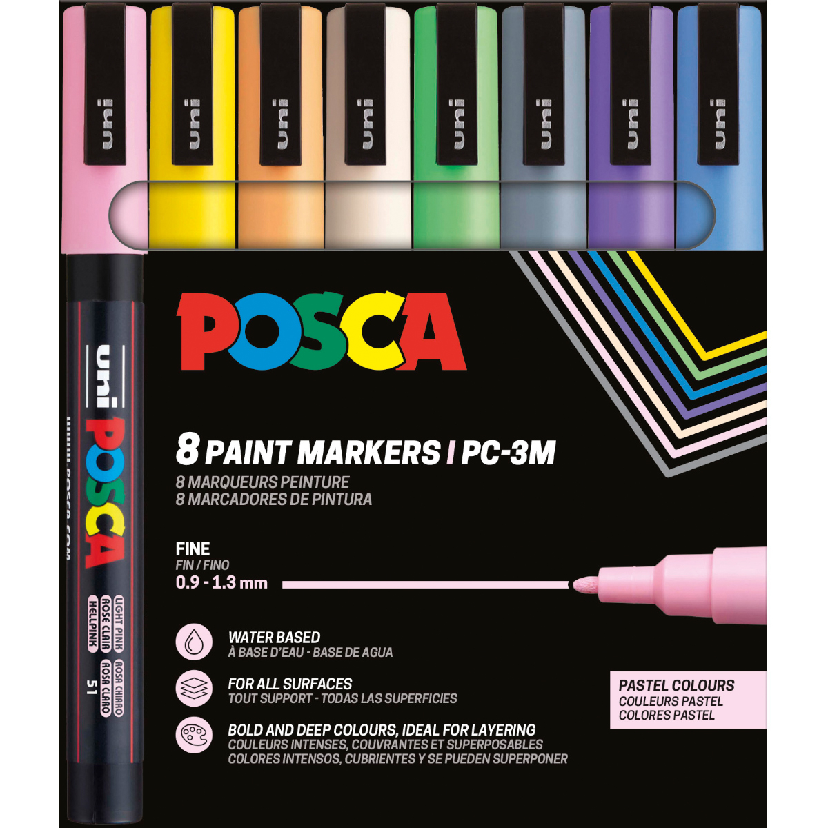 Uni Posca "PC-3M" Marker 8er Set (0,9-1,3mm) - Pastel