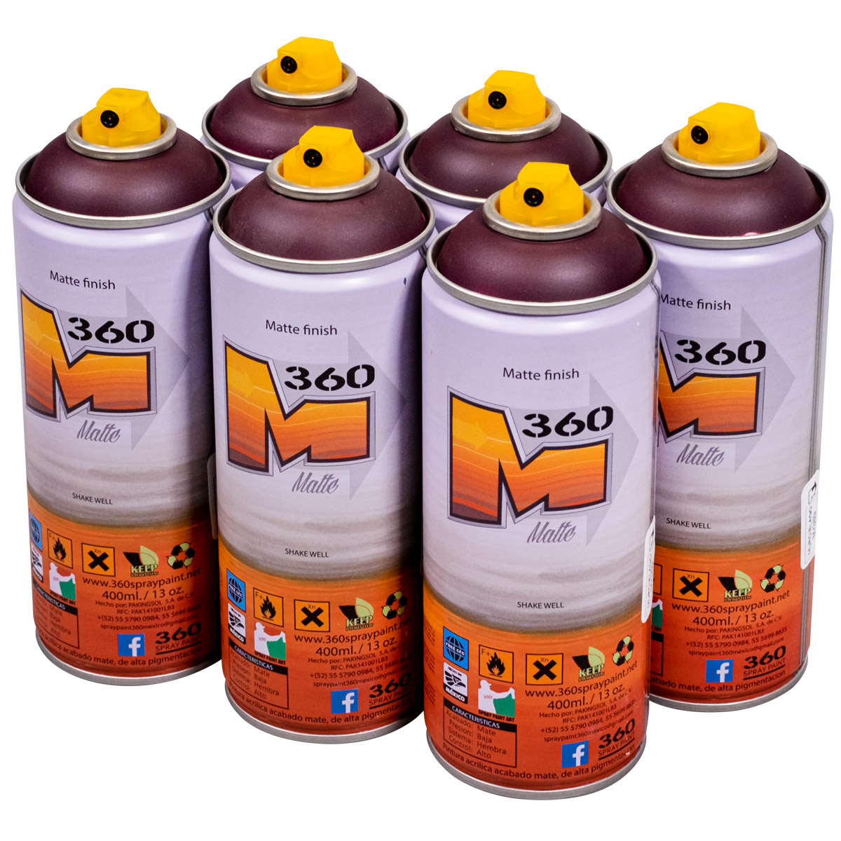 360 Spraypaint "Acabado Mate One Color Sixpack - Murcielago M/389" (6x400ml)