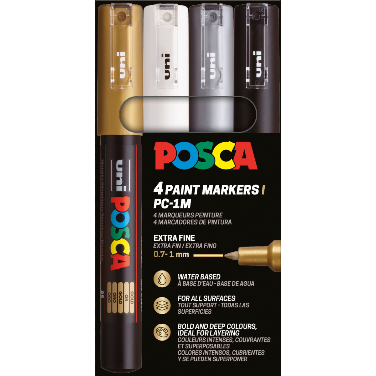 Uni Posca "PC-1MC" Marker 4er Set (0,7-1mm) - Metallic