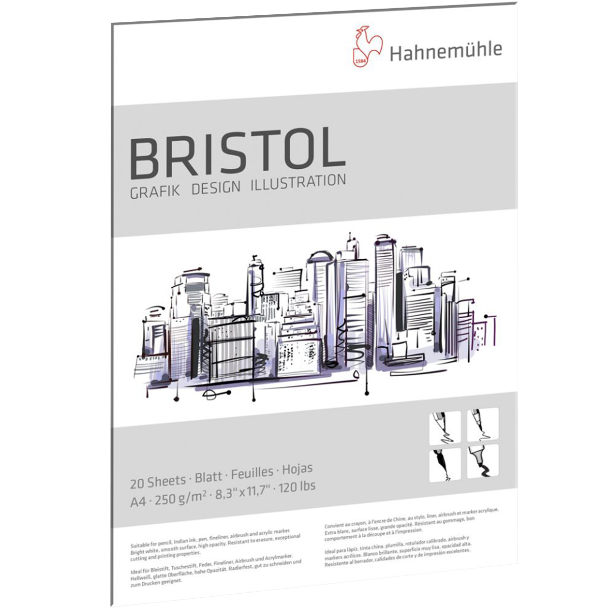 Hahnemühle "Bristol" A4 Hochformat 250g/m²