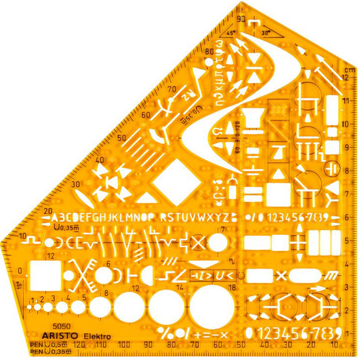 Aristo "Zeichenschablone Elektro" Gelb-Transparent