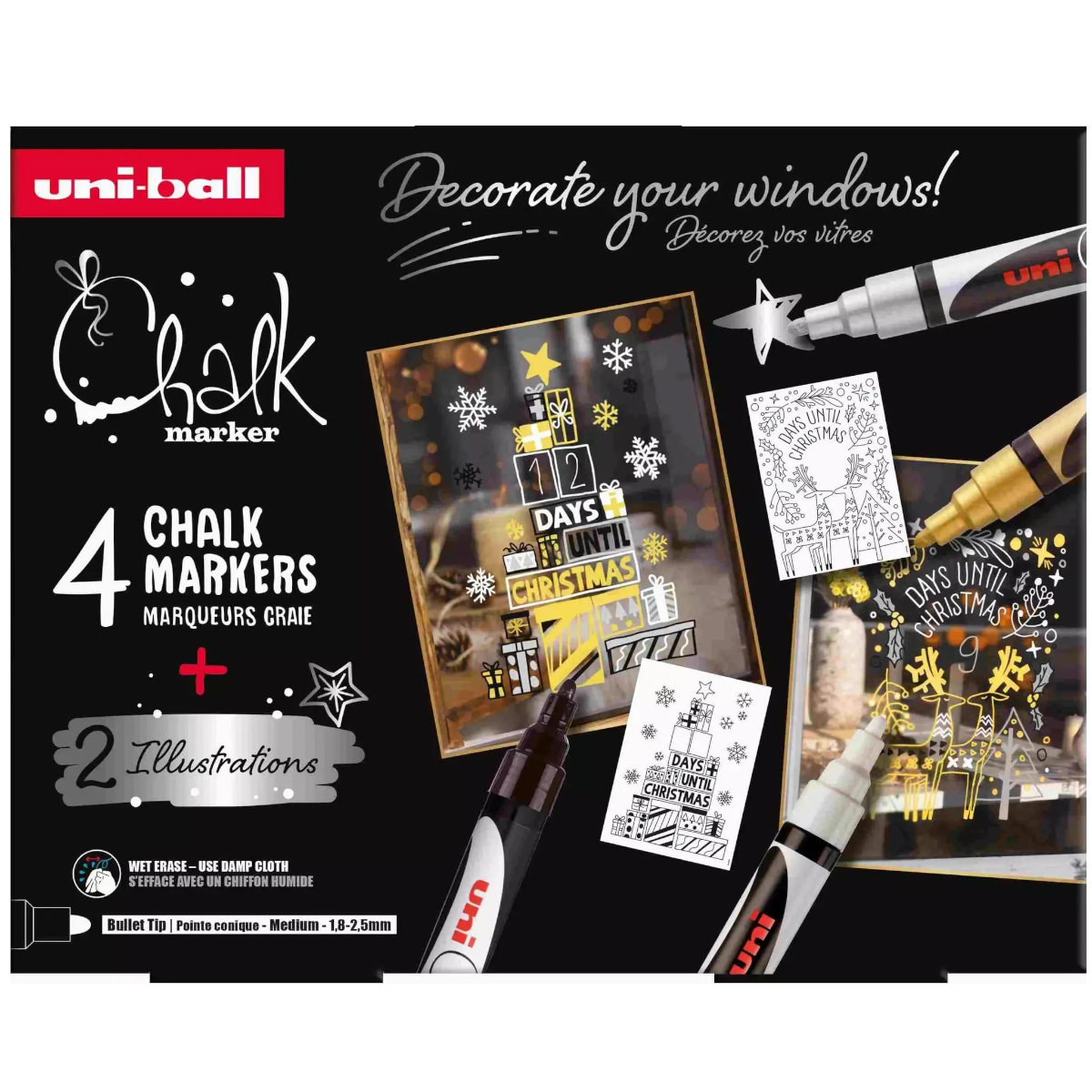 Uni Chalk "PWE-5M Scandi" Kreide Marker 4er Set (6 Teile)