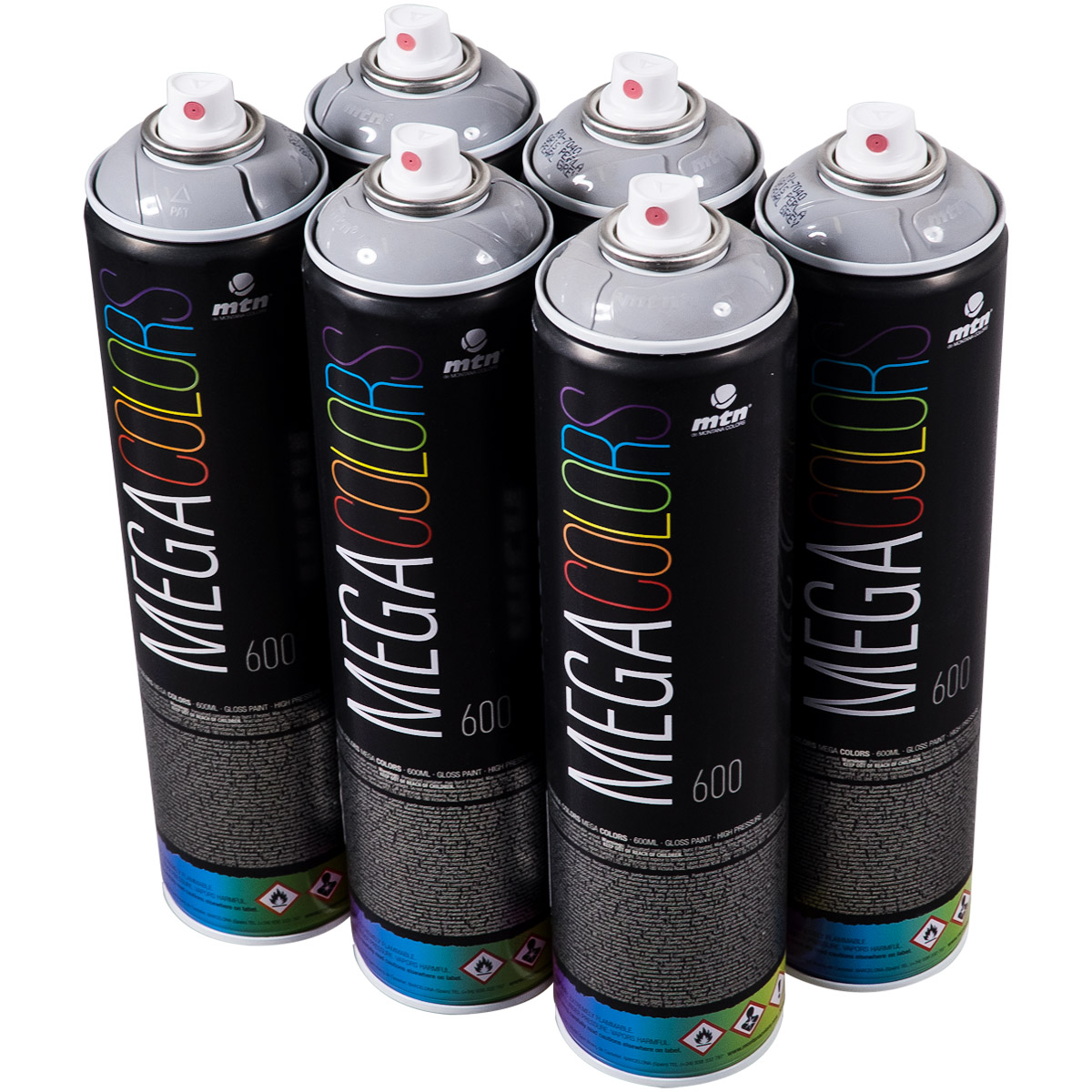 MTN "Mega Colors - One Color Sixpack - Pearl Grey R-7040" (6x600ml)