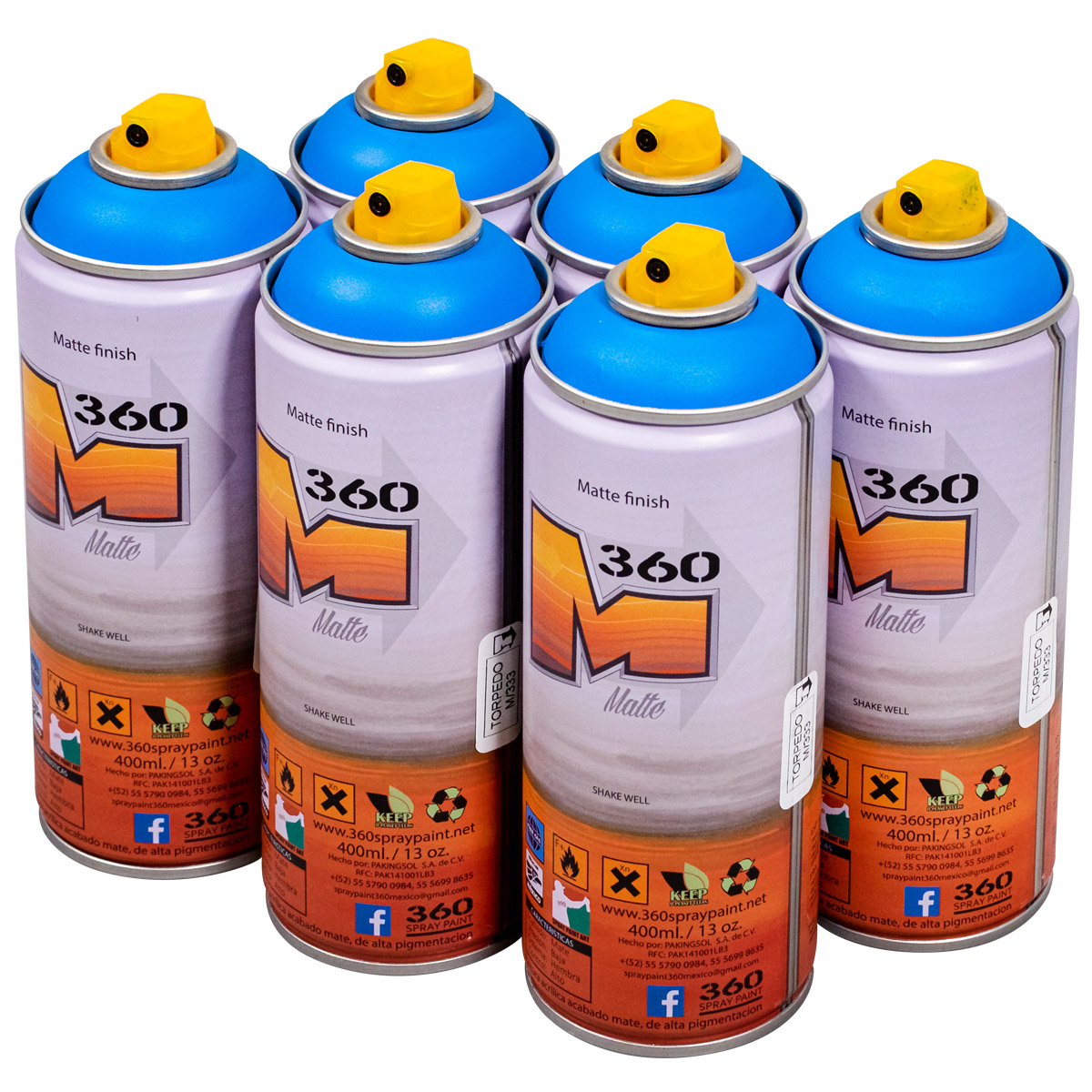 360 Spraypaint "Acabado Mate One Color Sixpack - Torpedo M/333" (6x400ml)