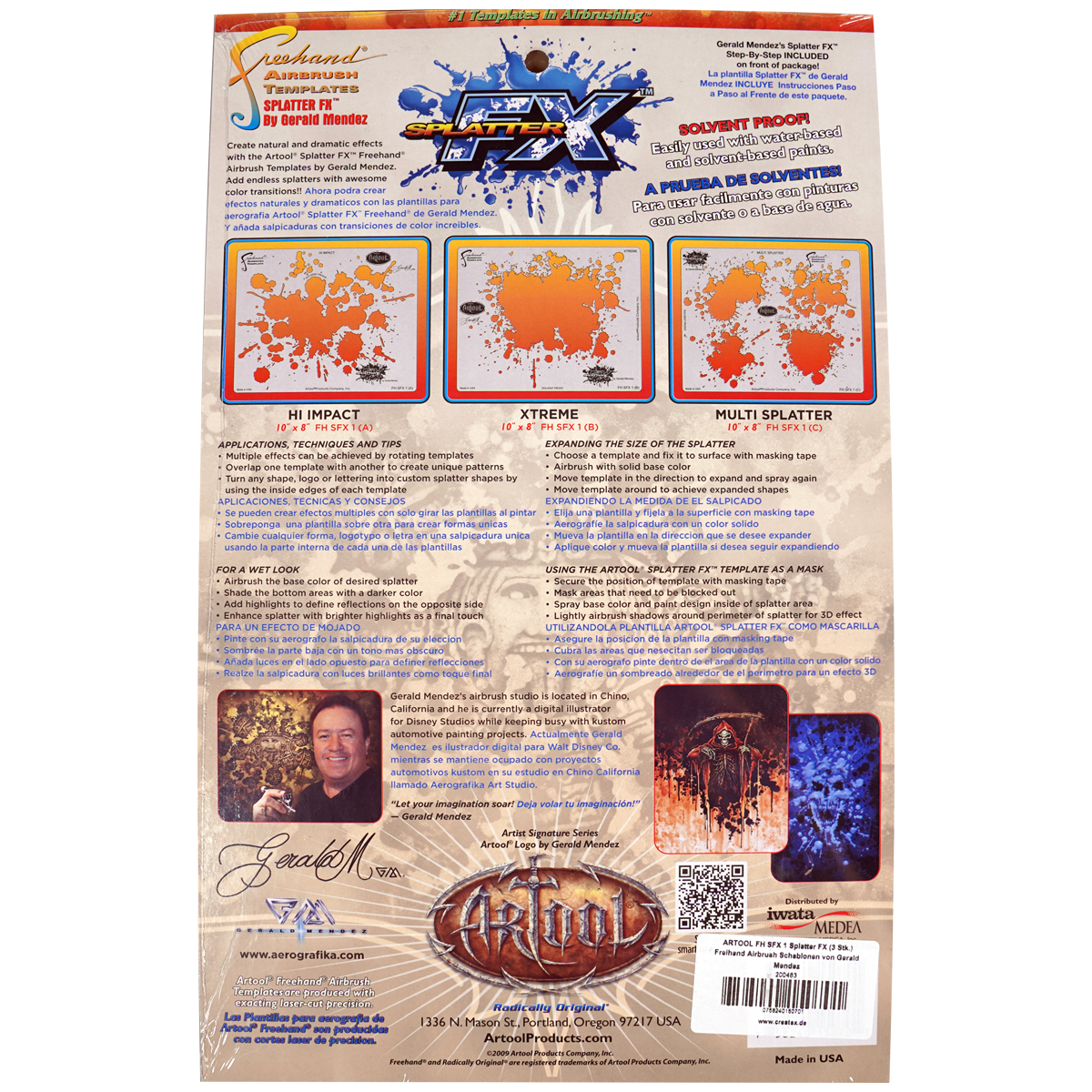 Artool Schablone "FH SFX 1 Splatter FX" 3er Set von Gerald Mendez