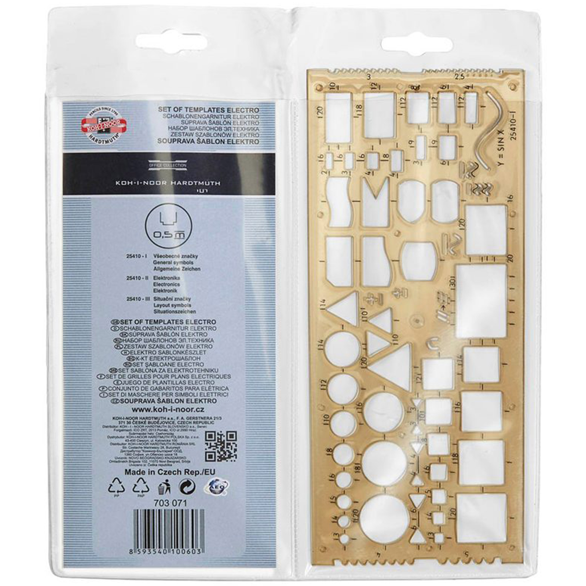 Koh-I-Noor "Zeichenschablonen Elektro" 3er Set Transparent