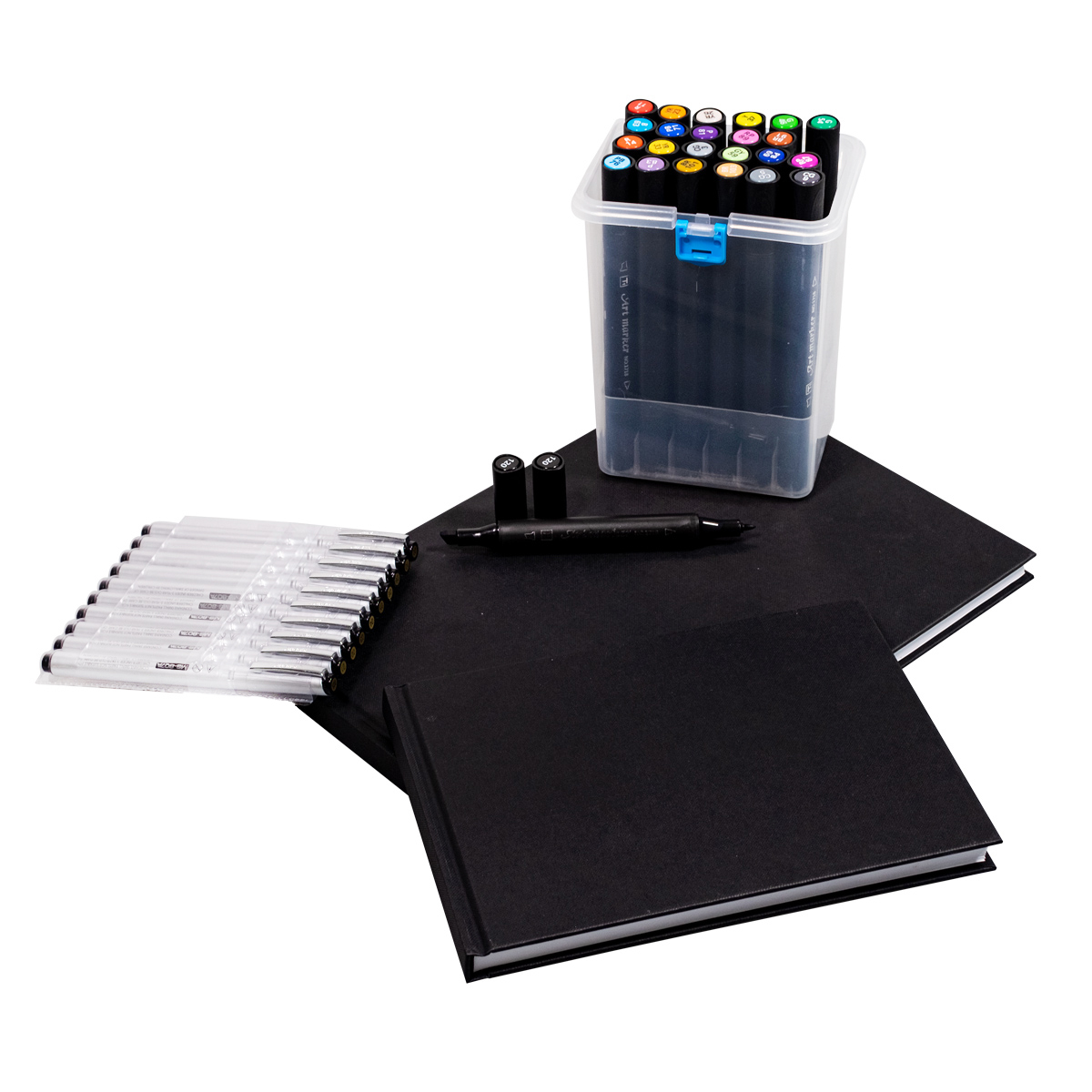 We Love Markers "Art Twin Marker 24er Set inkl. 2 Blackbooks & Fineliner"