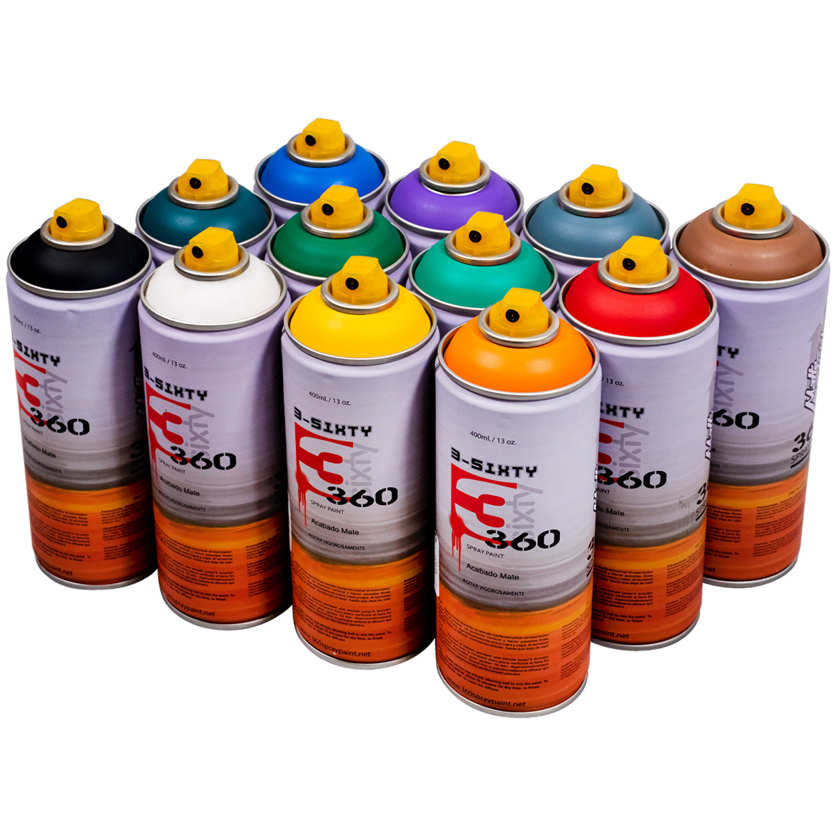 360 Spraypaint "Acabado Mate 12er Paint Box - Mixed Tones I" (12x400ml)