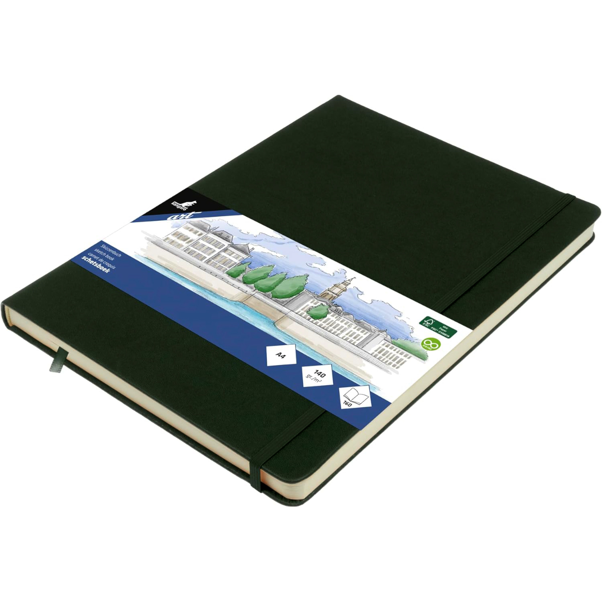 Kangaro "Skizzenbuch" A4 Hochformat 140g/m² (Hardcover 160 Seiten) Forest Green