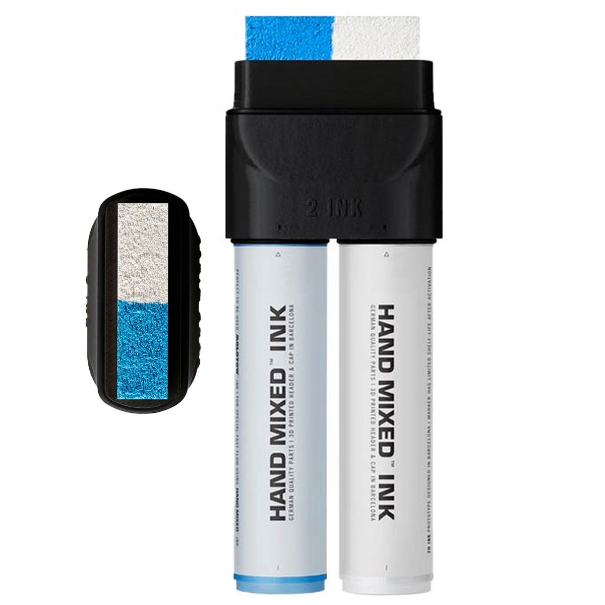 Hand Mixed "Double Tank" Ink Marker Andes - Blue/White