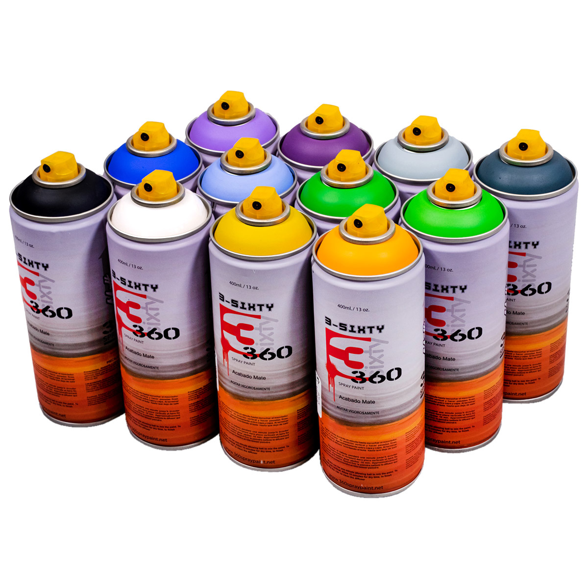 360 Spraypaint "Acabado Mate 12er Paint Box - Mixed Tones II" (12x400ml)
