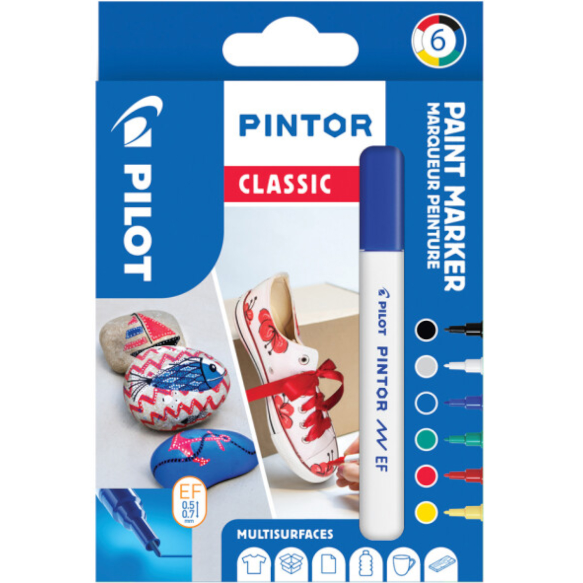 Pilot "Pigmentmarker Pintor 6er Set Extra Fine" (0,7mm) Acrylic Classic