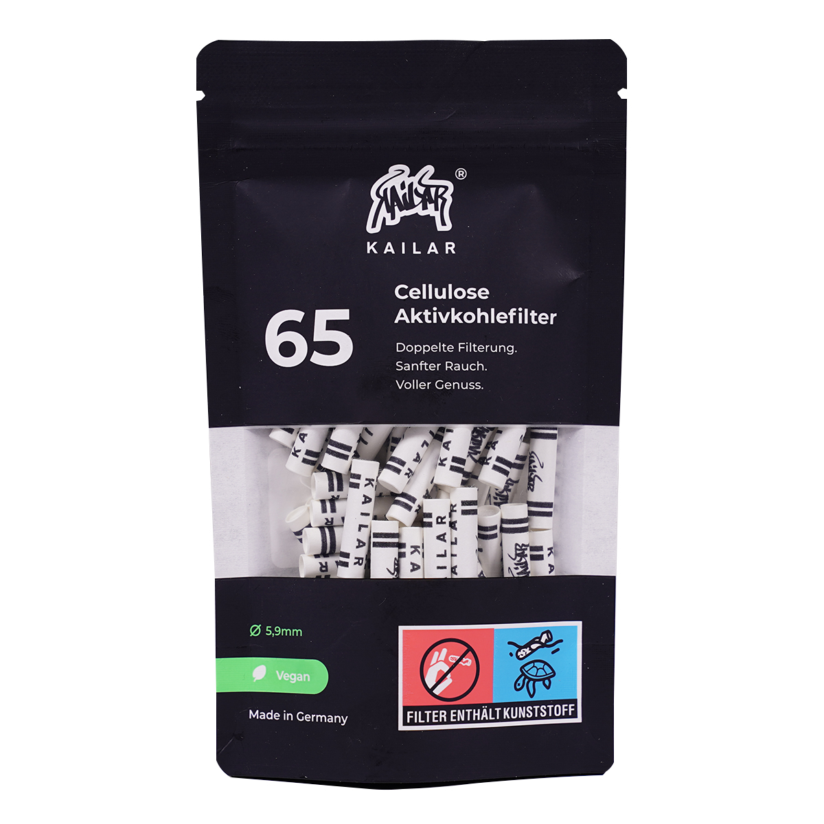 Kailar Aktivkohlefilter "Cellulose Slim Size 65er Pack" White (5,9mm)