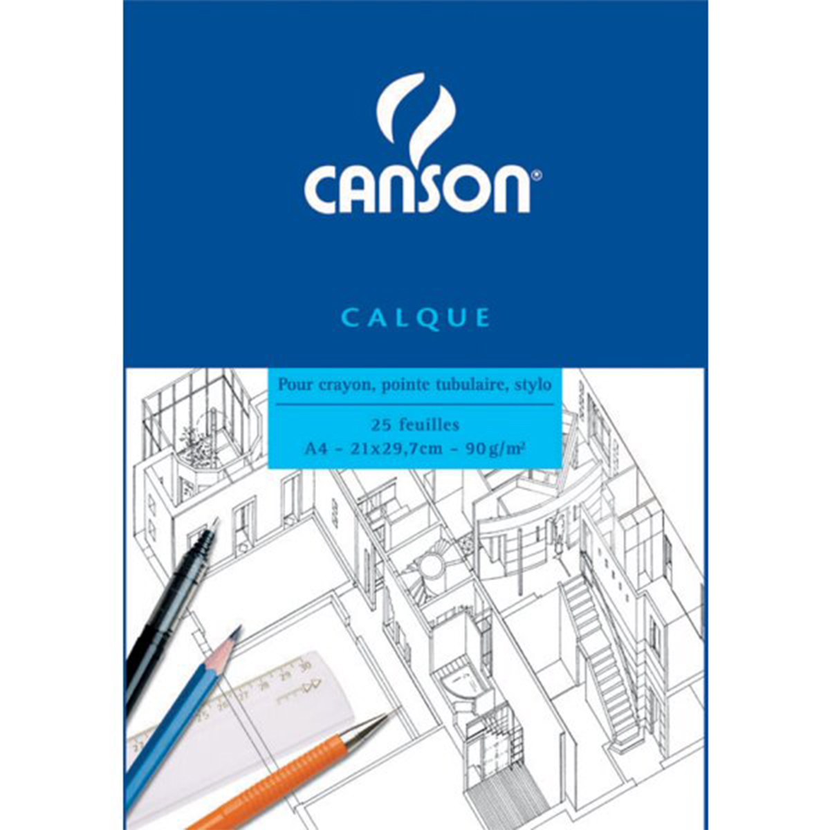 Canson "Calque Transparentpapier" Hochformat A4 (25 Seiten) 90g/m²