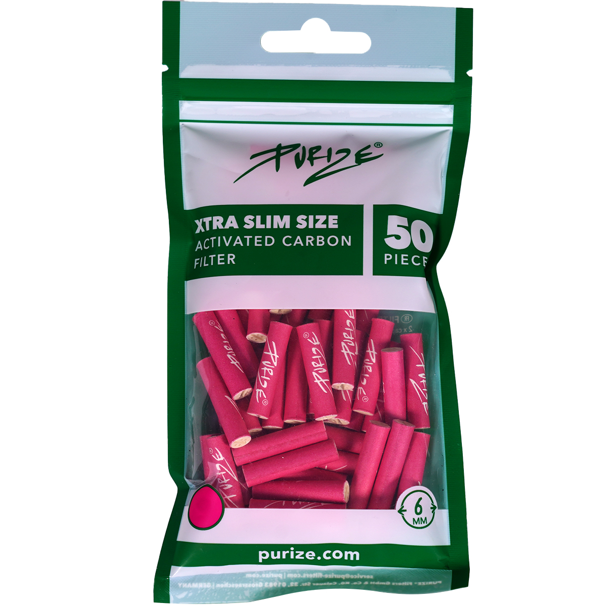 Purize Aktivkohlefilter "XTRA Slim Size 50er Pack" Pink (5,9mm)