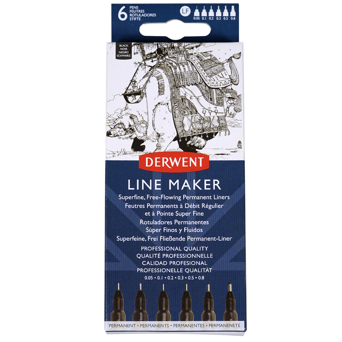 Derwent "Graphik Line Marker 6er Set" Black