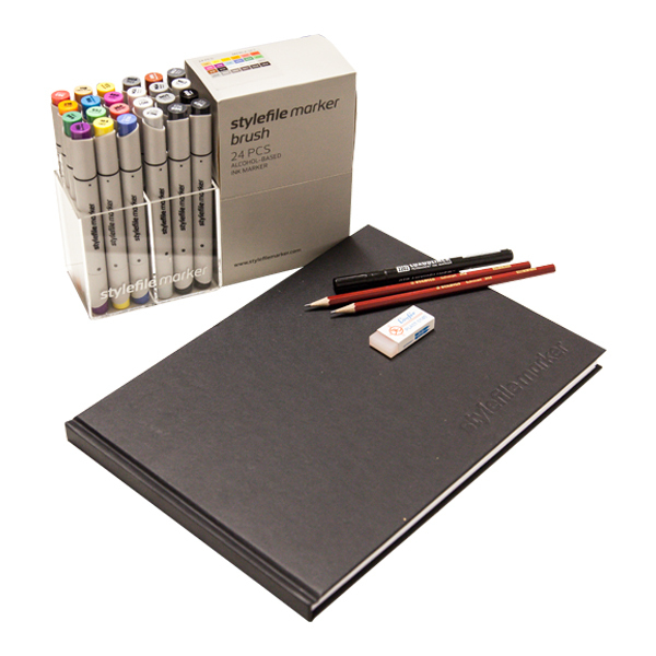 Stylefile Brush Twin Marker "24er Set inkl. A4 Blackbook"