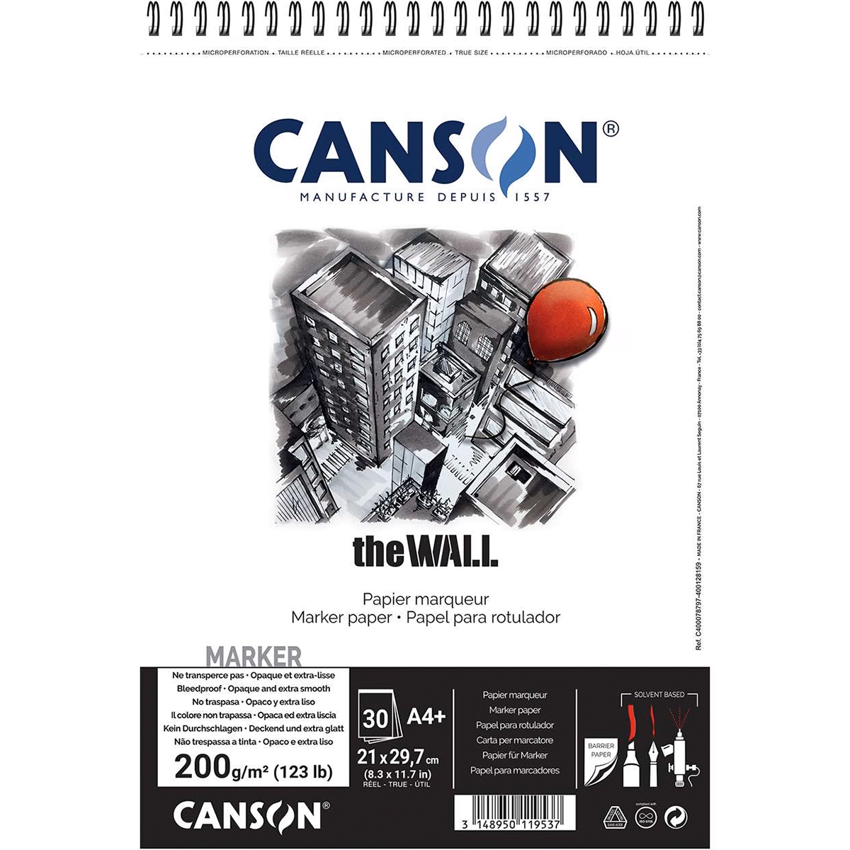 Canson "Skizzenblock The Wall" Hochformat A4 (30 Seiten) 200g/m²