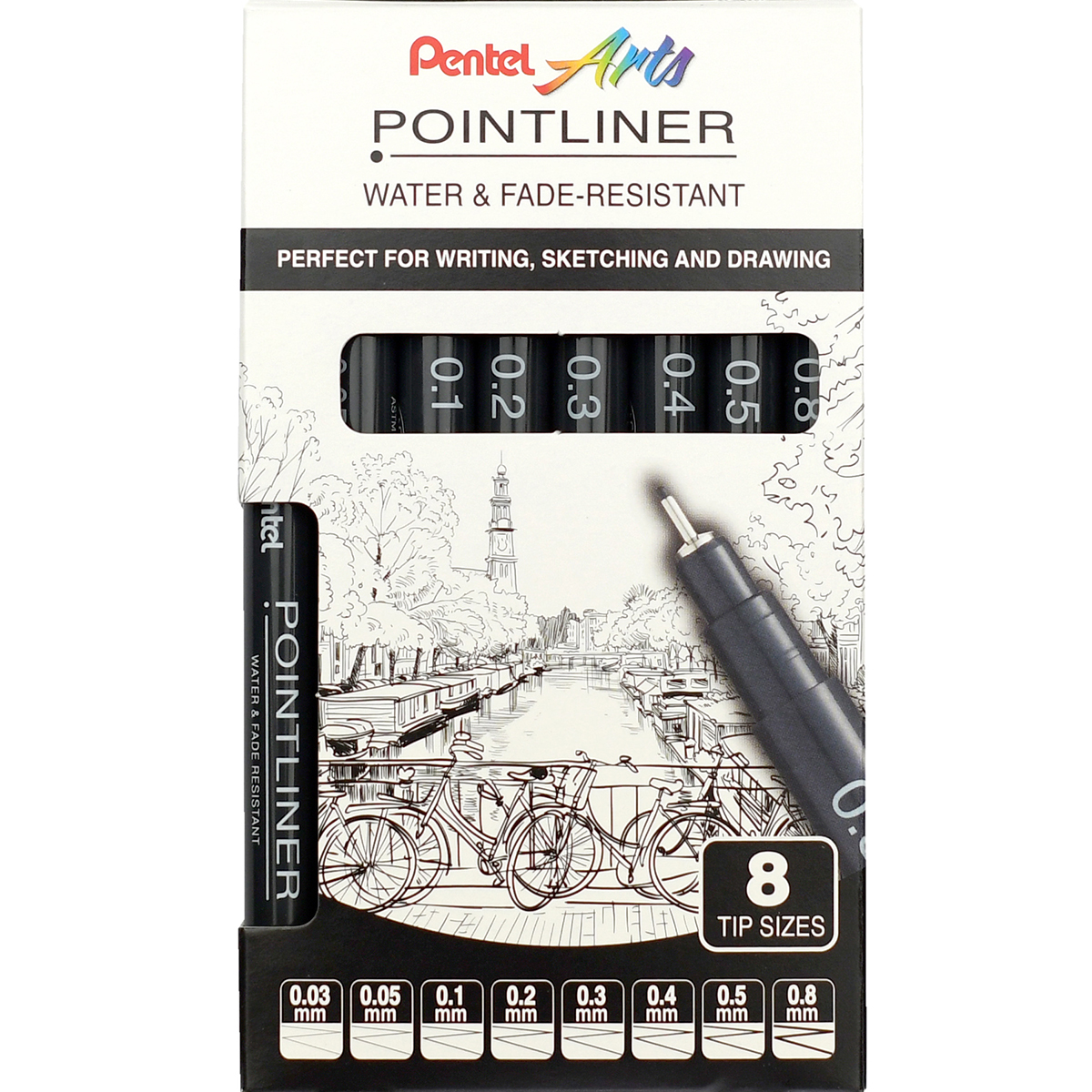 Pentel "Pointliner" 8er Set (0,03-0,8mm) Black
