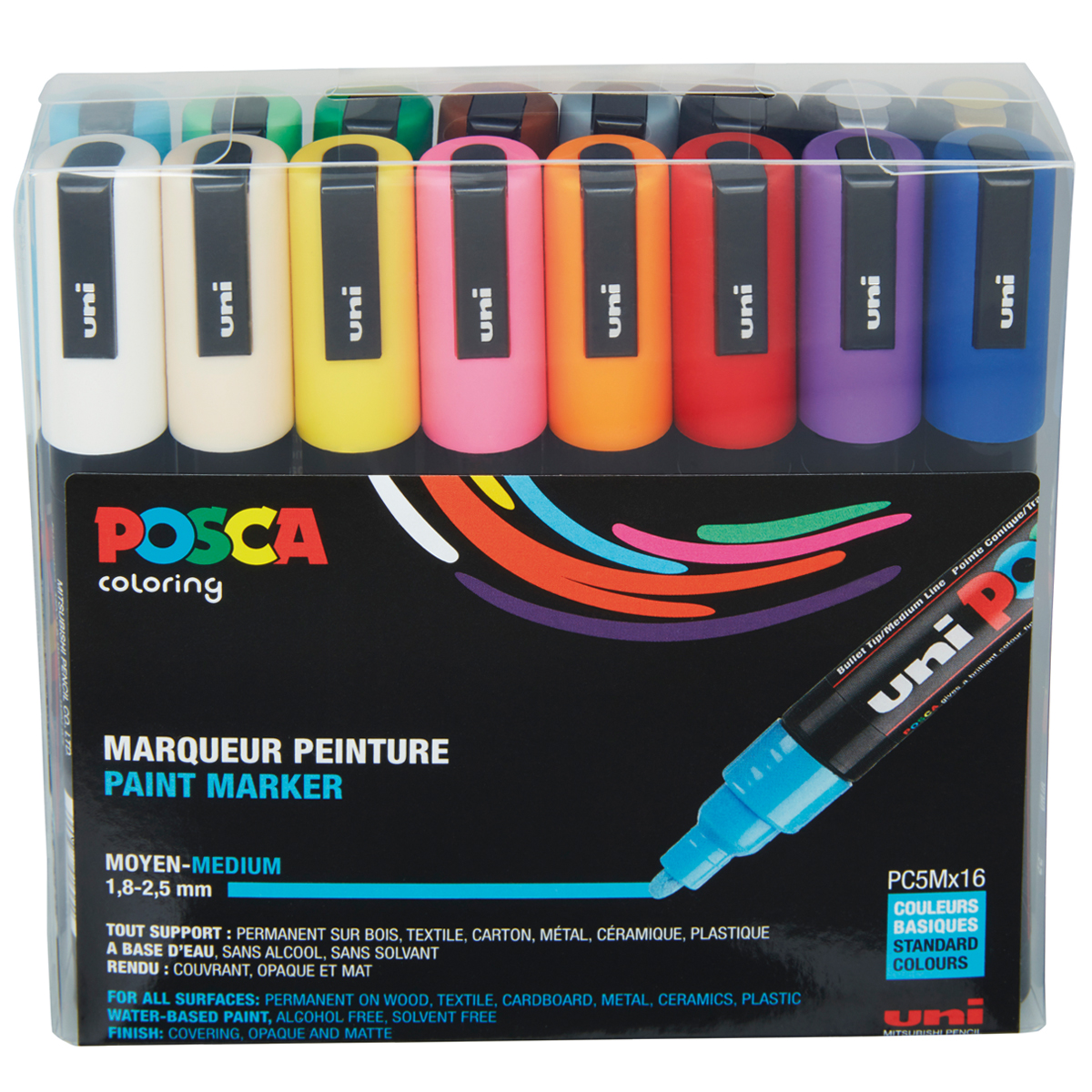 Uni Posca "PC-5M" Marker 16er Set (1,8-2,5mm) - Basic