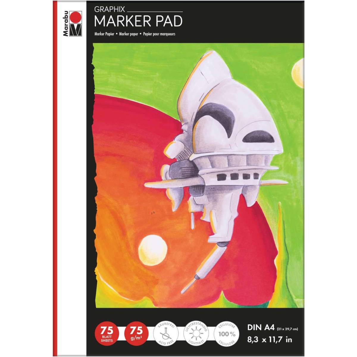 Marabu "Marker Pad Graphix" A4 Hochformat 75/m²