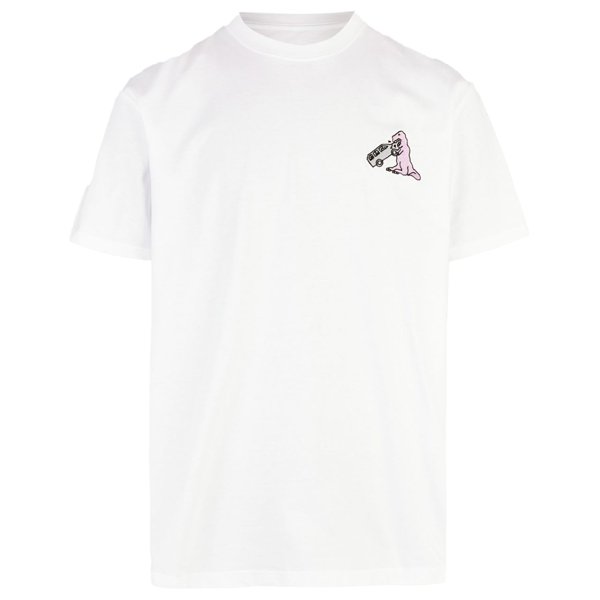 Cleptomanicx Boxy T-Shirt "Dino Carbuster" White