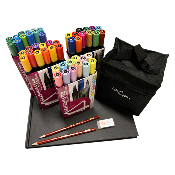 Graphmaster "48er Set (4x12er) inkl. Din A4 Black Book & 63er Marker Bag"