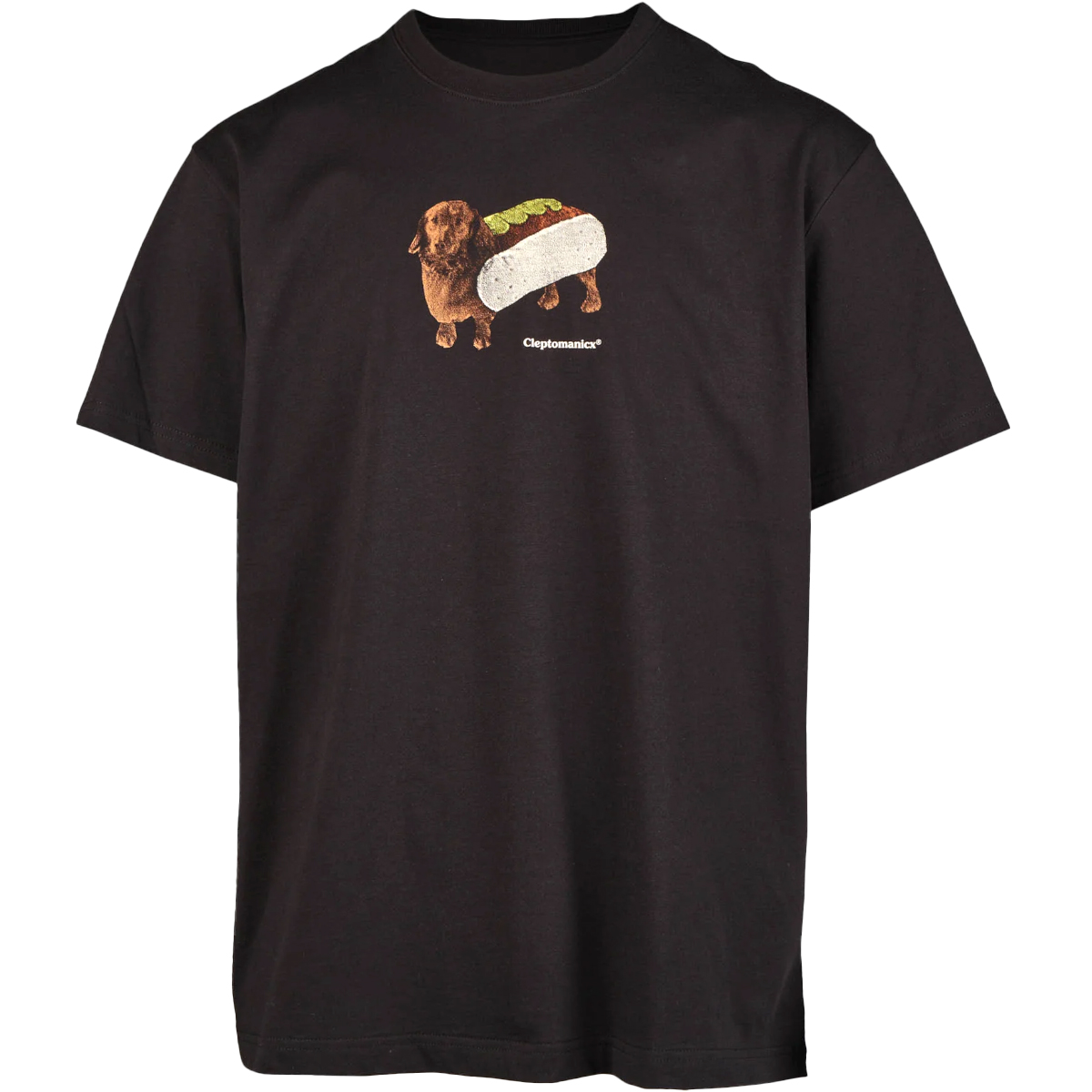 Cleptomanicx Boxy T-Shirt "Hot Dog" Black