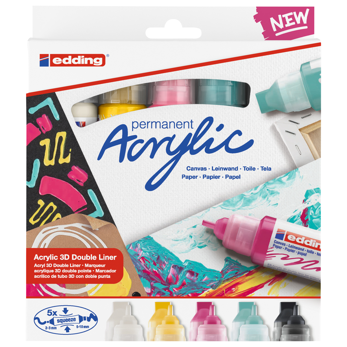 Edding "5400" Acryl 3D Double Liner Basic 5er Set (2-10mm)