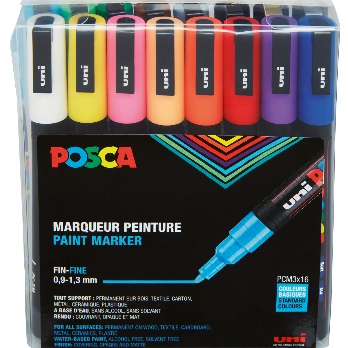 Uni Posca "PC-3M" Marker 16er Set (0,9-1,3mm) - Basic