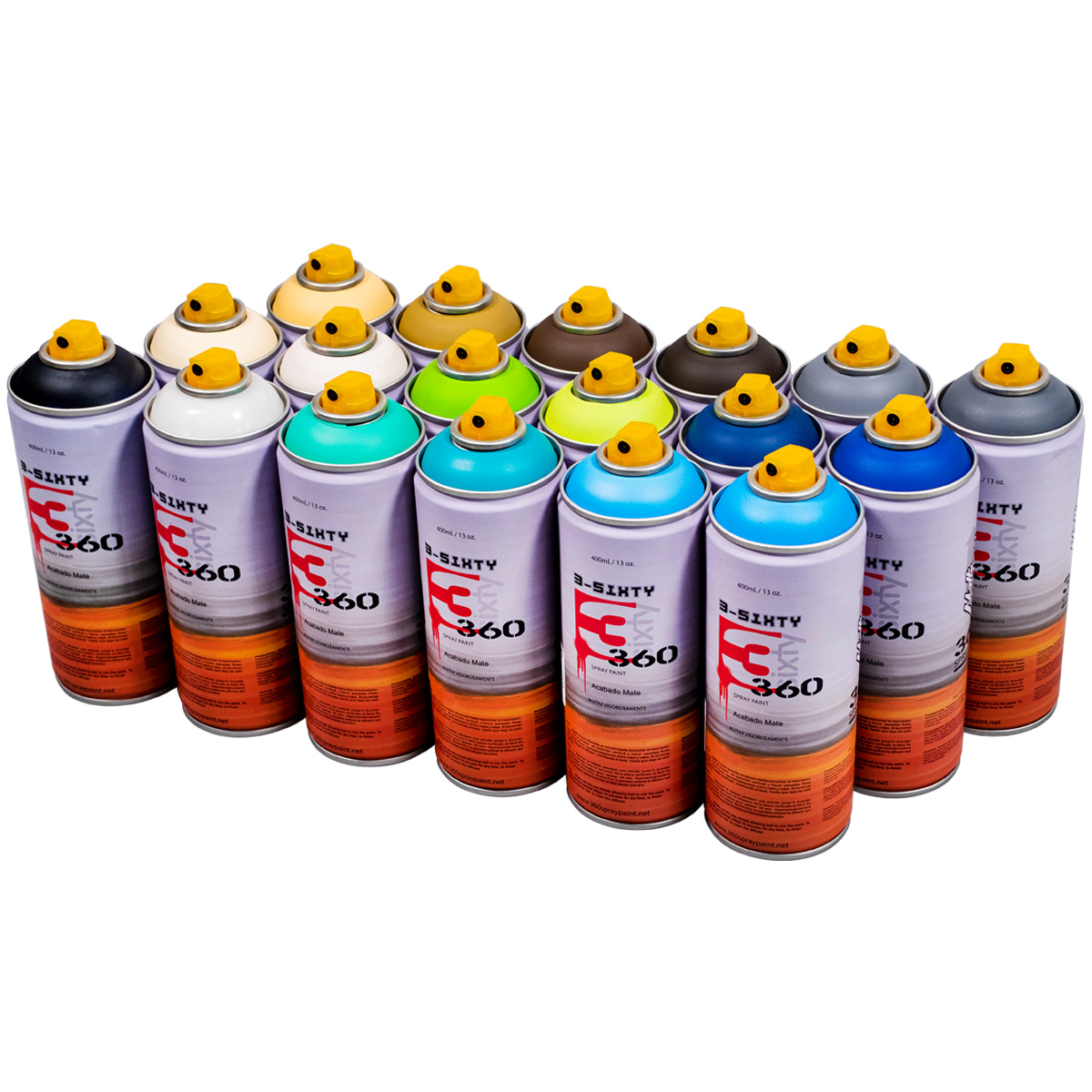 360 Spraypaint "Acabado Mate 18er Paint Box - Coast Tones" (18x400ml)