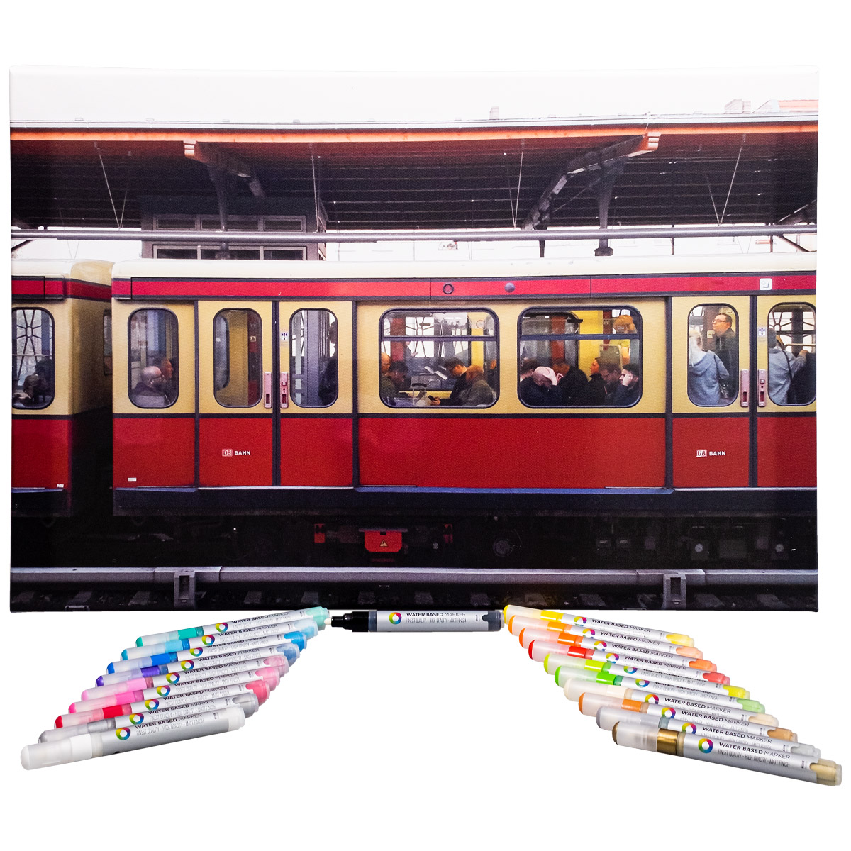 Fotodruck Leinwand "S-Bahn - Sputnik Big" (40x60cm) inkl. MTN "Water Based Marker 20er Set"