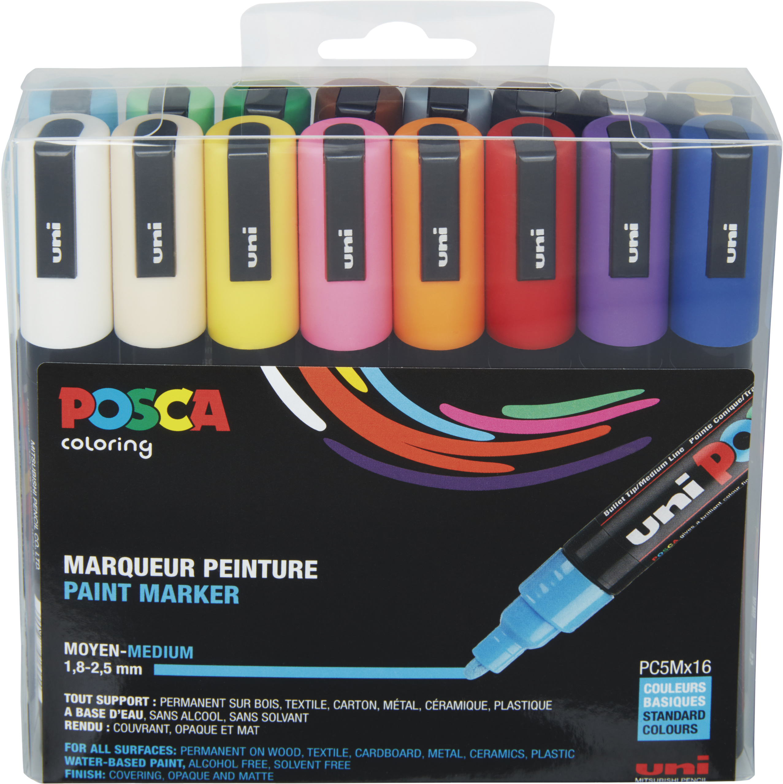 Uni Posca "PC-5M" Marker 16er Set (1,8-2,5mm) - Basic