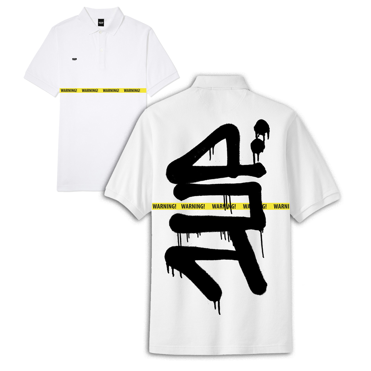 1UP Polo Shirt "Warning" White