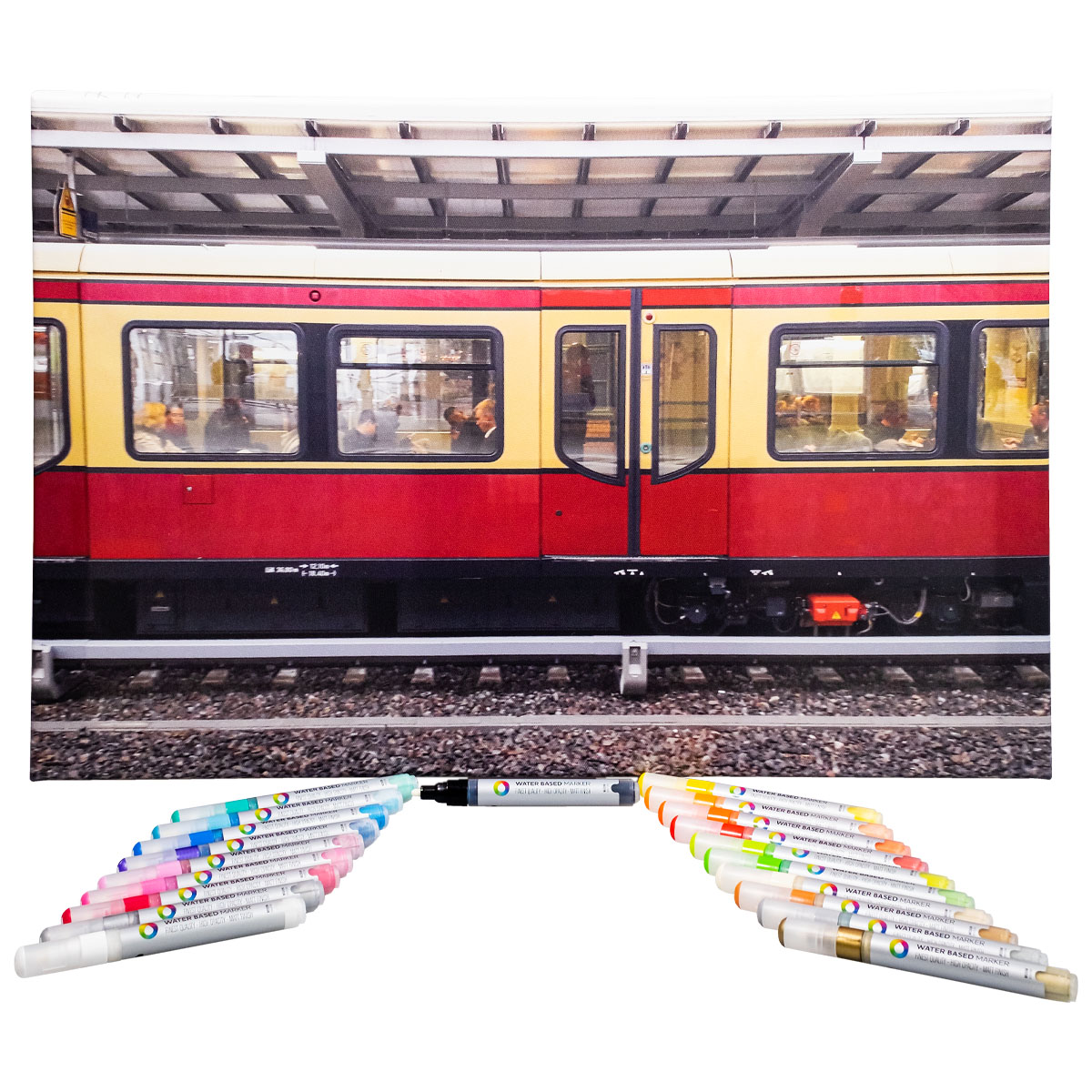 Fotodruck Leinwand "S-Bahn - Galaxy Big" (40x60cm) inkl. MTN "Water Based Marker 20er Set"