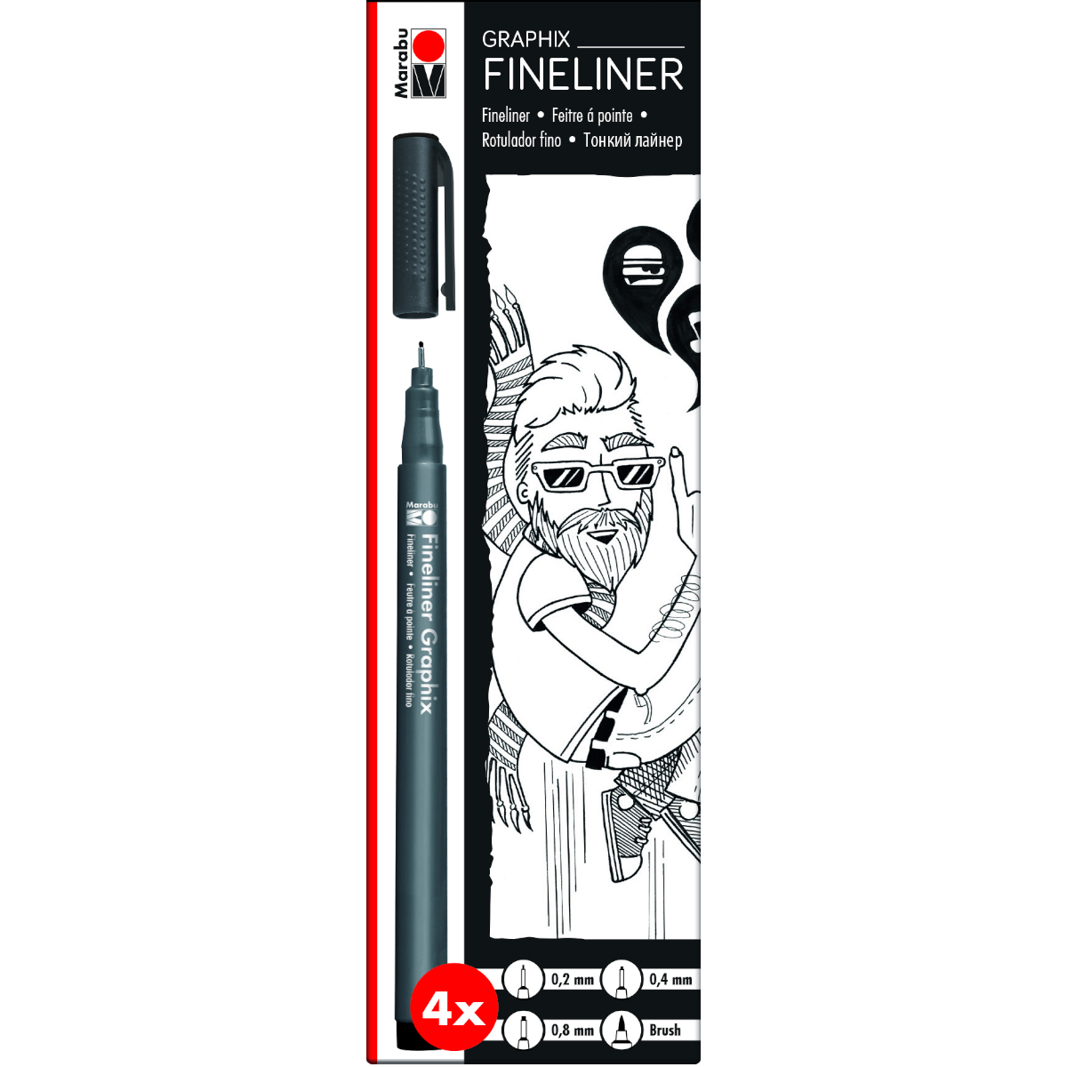 Marabu "Graphix" Fineliner 4er Set Black