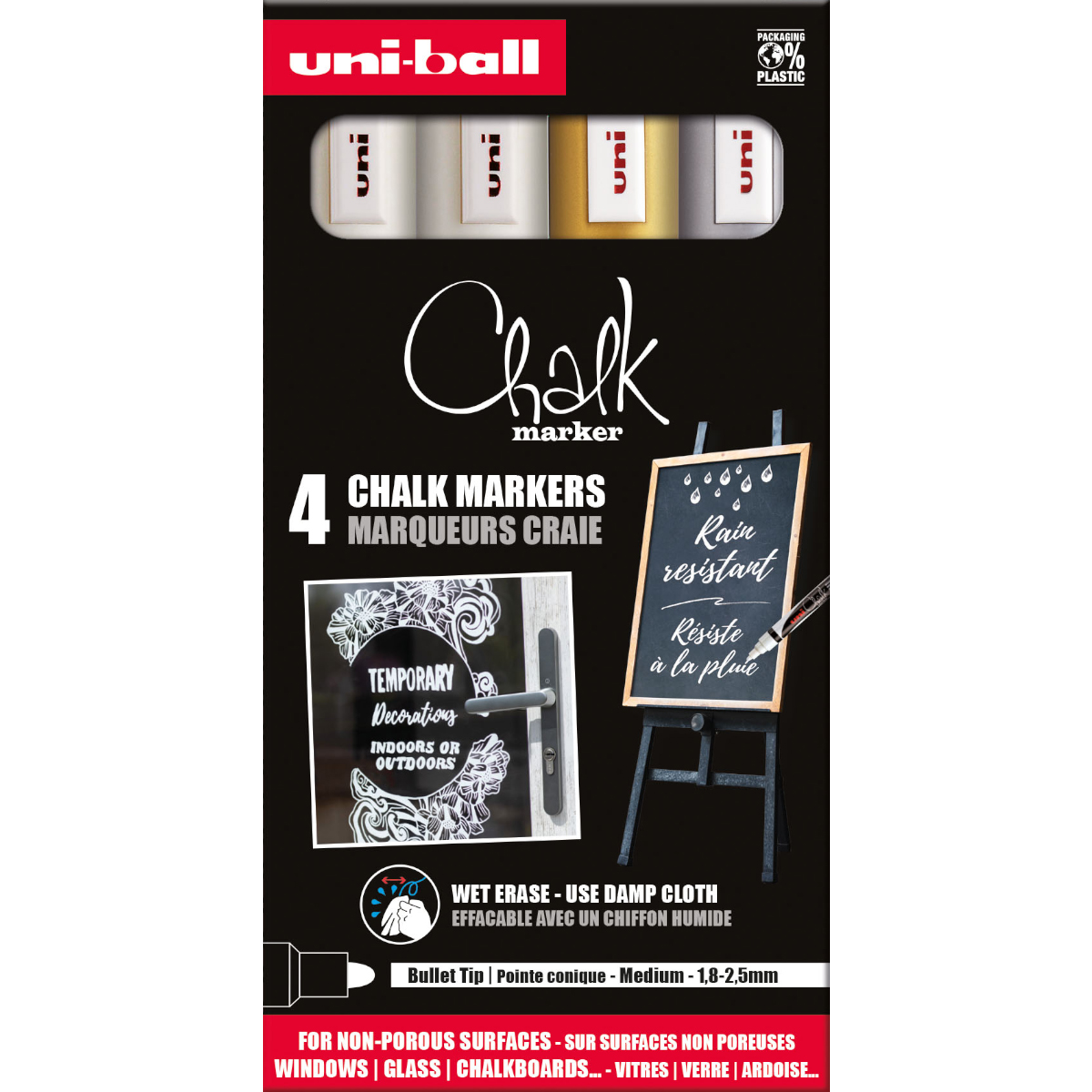 Uni Chalk "PWE-5M" Kreide Marker 4er Set (1,8-2,5mm)