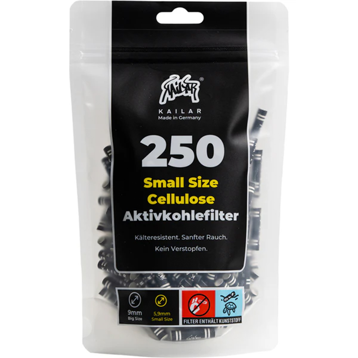 Kailar Aktivkohlefilter "Cellulose Slim Size 250er Pack" Black (5,9mm)