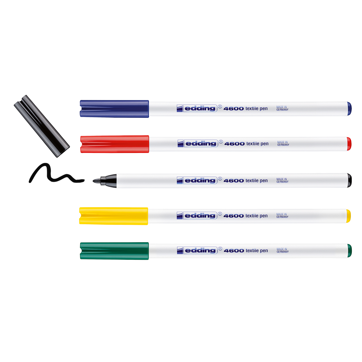 Edding "4600 Textil Marker" 5er Set basic colours - (1mm)