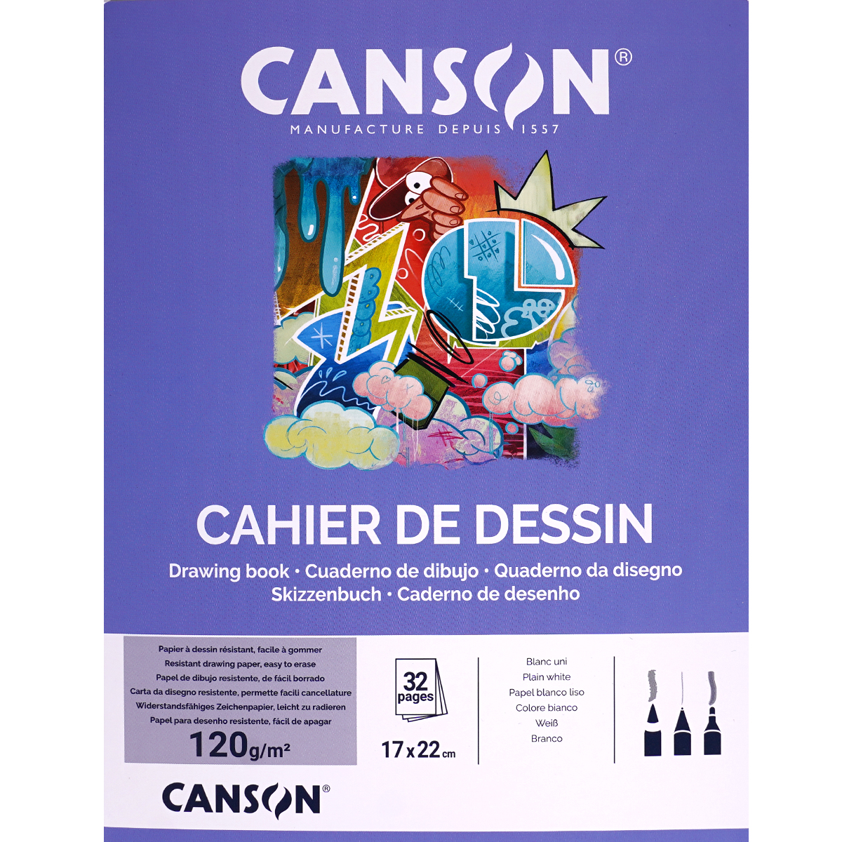 Canson "Zeichenheft" Hochformat 120g/m² (170x220mm)