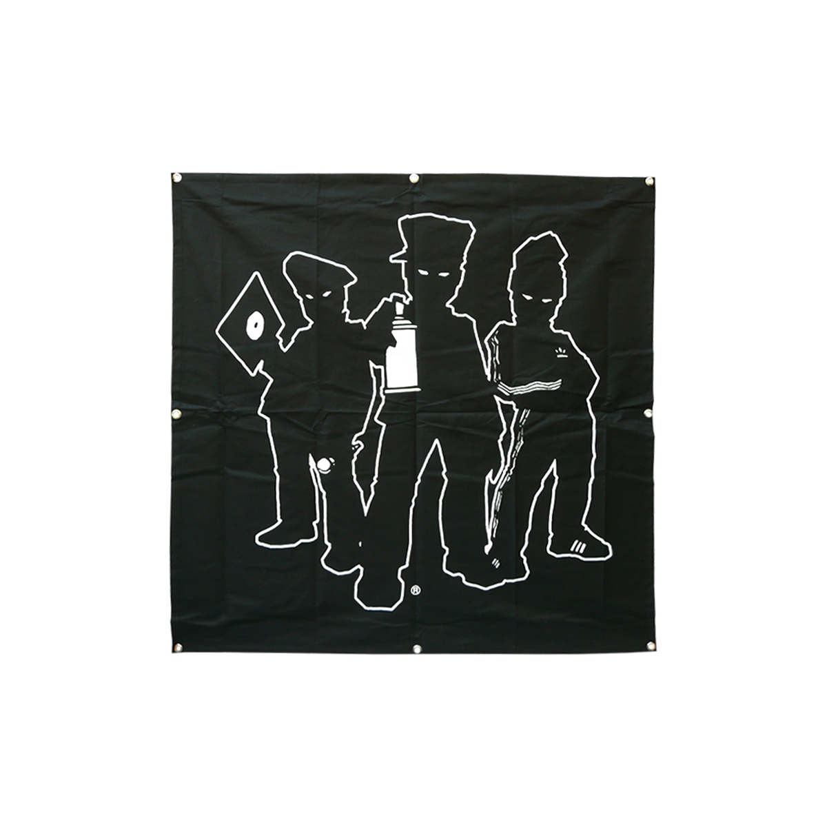 FHTF "From here To Fame" Logo Banner - Schwarz (113x113cm)