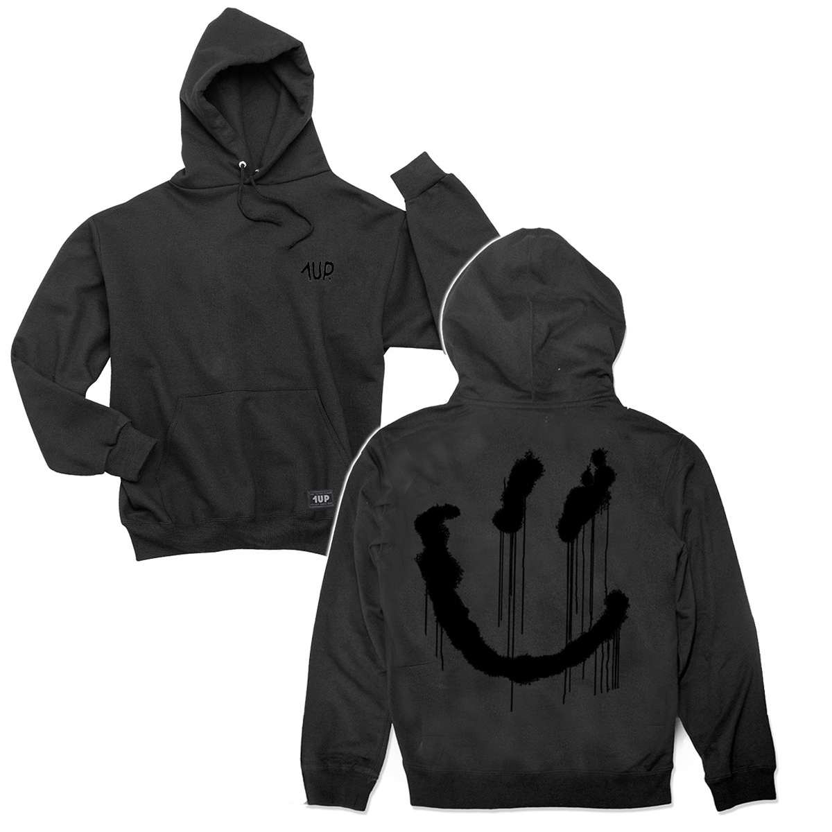 1UP Hoodie "Stay Happy" Black