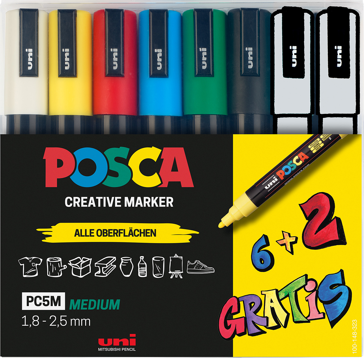 Trainbundle #3 "Modellzug 3D, Uni Posca PC-3M Marker 8er Set & PC-5M Marker 8er Set" (3 Teile)