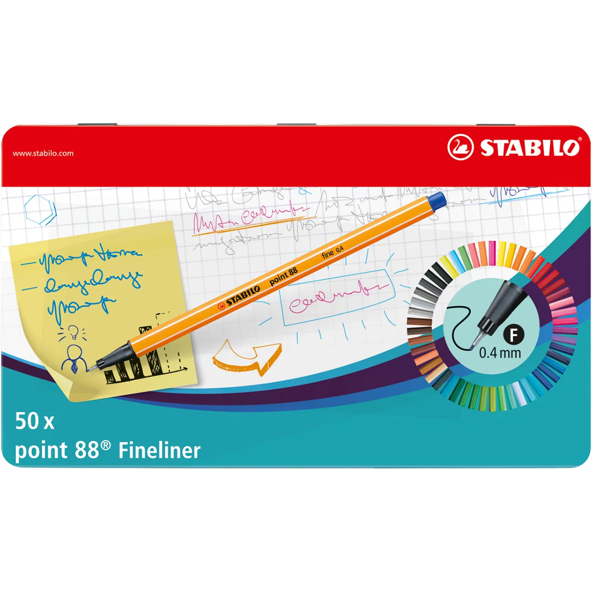 Stabilo "Fineliner Point 88" (0,4mm) - 50er Metalletui