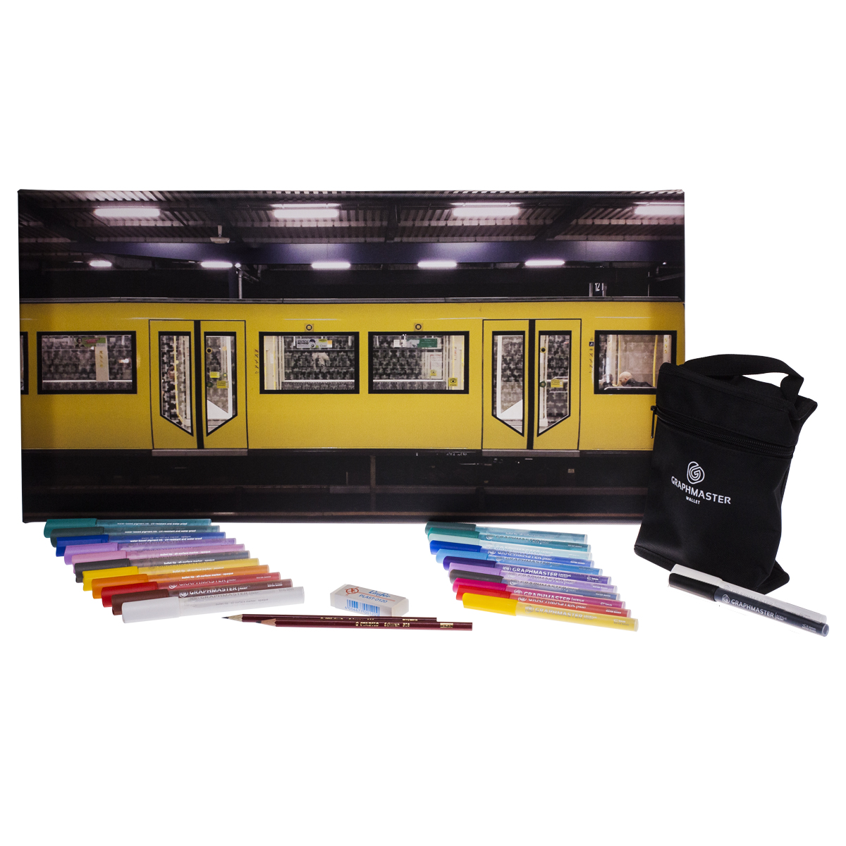 "U-Bahn Fotodruck" inkl. 24er Graphmaster Acrylic Set (30x60cm)